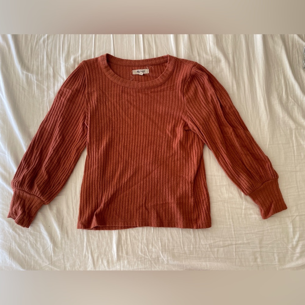 Madewell coral puff sleeve long sleeve shirt XXS